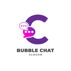 Wall Mural - letter C with bubble chat decoration vector logo design