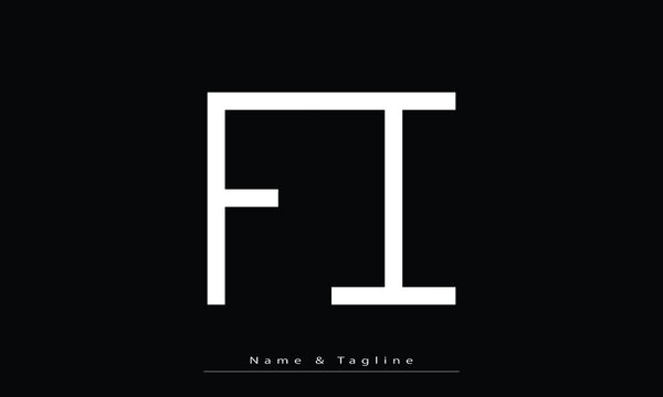Alphabet letters Initials Monogram logo FI, IF