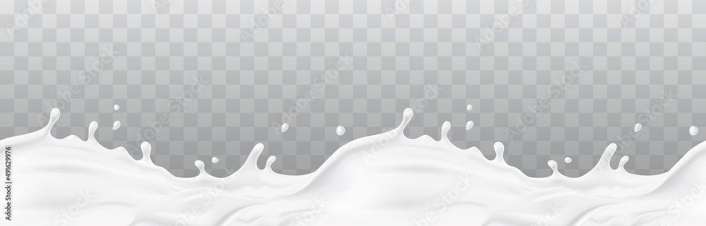 Milk splash seamless pattern isolated on transparent background. 3d ...