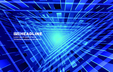 Fototapete - Triangular lines and polygons extend the background of future technology space