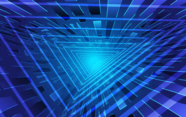 Fototapete - Triangular lines and polygons extend the background of future technology space