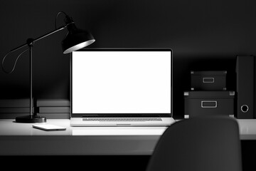 Poster - Homeworking office with device - 3d rendering