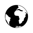 © Sam - Black and white earth planet icon. Isolated planet silhouette. Vector illustration.