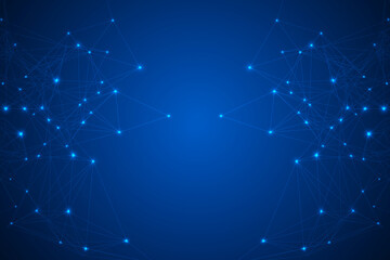 Leinwandbilder - Abstract Blue Digital Futuristic Plexus Line Network Business Concept. Blue Triangle Geometric Structure Technology Element with Copy Space for Text Infographic Report, Presentation Vector Background.
