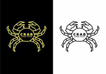 Sticker - Stiff art style of yellow and black line art of crab