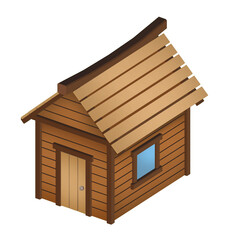 Cabin house isolated cartoon graphic template 3d isometric render 