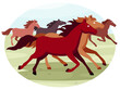 Wild horses flat vector illustration beautiful wild horses