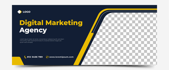 Digital marketing agency horizontal banner design template.