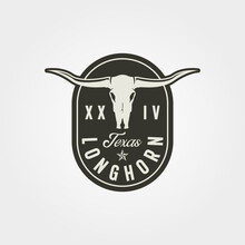Animal Longhorn Vector Vintage Logo Symbol Illustration Design