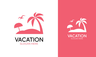 Wall Mural - Beach island logo design for vacation or tourism