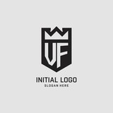 Fototapeta  - Initial VF logo shield shape, creative esport logo design