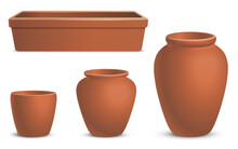 Set Of Brown Clay Pots.