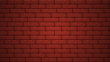 Red Cartoon Brick Wall Realistic Design Background. Cartoon Red Brick 3d Background Design Template. Vector Illustration.