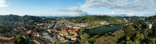 Aerial Panoramic View Of Kandy City And Kandy Lake In Sri Lanka.