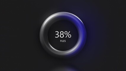 Aufkleber - Ring with percentages of file downloads. Motion. 3D animation of software interface during loading. Stylish ring with file transfer percentages
