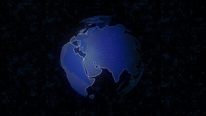 Aufkleber - Holography of earth in computer space. Motion. Model of rotating planet Earth in virtual world. Holography of planet with continents