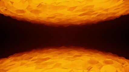 Poster - Flying extremely close to the sun surface in outer space. Animation. Two similar reflected parts of the star sun on a black background.