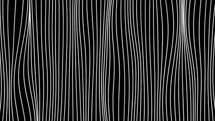 Fototapete - Hypnotic vertical lines move on black background. Motion. White curved threads move downwards. Vertical lines move slowly down waterfall