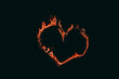 Leinwandbild Motiv A burning, fiery heart on a black background. A figure in the form of a heart with fire