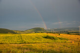 Fototapeta Tęcza - Landscape with rainbow