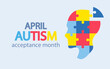 April autism acceptance awareness month vector illustration.