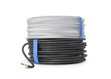 Coils Of Cable White And Black On A White Background. Vector Illustration