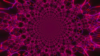 Poster - Neon road from the triangular arcade and balls, computer generated. 3d rendering of virtual background
