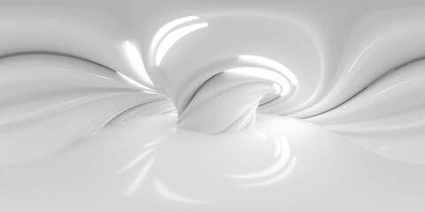Poster - 360 degree full panorama environment map of white abstract twist vortex whirl round geometric shape building interior 3d render illustration hdri hdr vr virtual reality