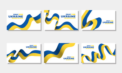 Wall Mural - set pray ukraine 3d flag praying concept vector