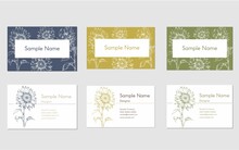 Set Of Business Card Template Design With Hand Drawn Sunflower Illustration