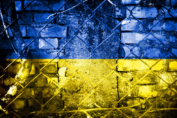 Wall Mural - Closeup of grunge Ukrainian flag