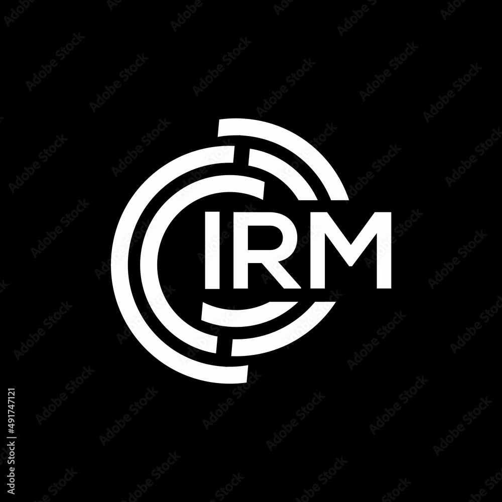 IRM letter logo design. IRM monogram initials letter logo concept. IRM letter design in black background.
