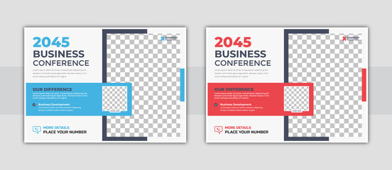 Wall Mural - corporate horizontal business conference flyer template design. business conference horizontal flyer