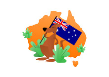 Illustration Of Kangaroo Flat Design