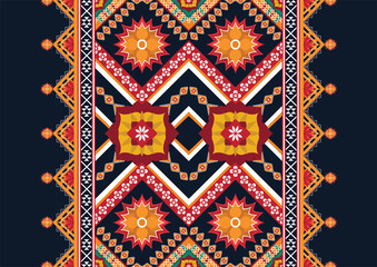 Geometric ethnic flower pattern for background,fabric,wrapping,clothing,wallpaper,Batik,carpet,embroidery style.	