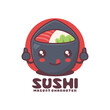 Vector temaki sushi cartoon illustration, japanese traditional food, suitable for, logos, prints, stickers, etc