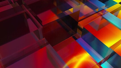 Poster - Glossy colorful cubes. Computer generated 3d render
