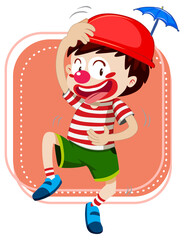 Sticker - Little boy acting on white background