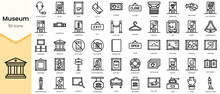Set Of Museum Icons. Simple Outline Style Icons Pack. Vector Illustration