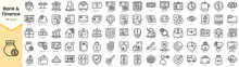 Set Of Bank-and-finance Icons. Simple Outline Style Icons Pack. Vector Illustration