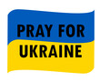 © belkas - Pray For Ukraine Symbol Emblem With National Europe Ribbon Flag Abstract Vector Design Black