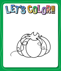 Worksheets template with let’s color!! text and pumpkin outline