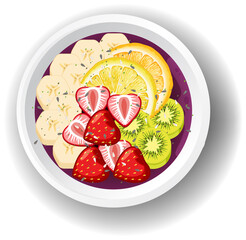 Sticker - Top view Acai food bowl on white background