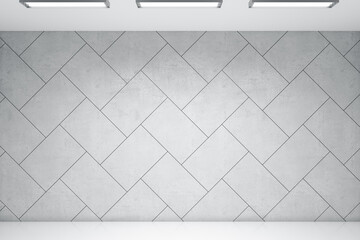Poster - Creative white grunge concrete interior with light and mock up place on wall. 3D Rendering.