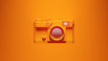 Orange Photography Camera Equipment Vintage Design Retro Technology With Vibrant Bright Background 3d Illustration Render