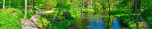 Panorama Of The Pond In The Royal Baths Park In Warsaw