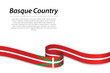 Waving ribbon or banner with flag of Basque Country
