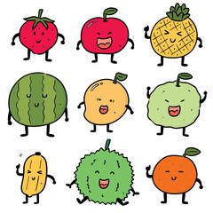 Poster - vector set of fruits cartoon