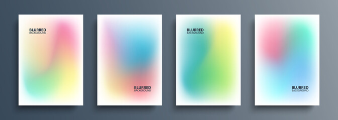 Canvas Print - Set of light blurred backgrounds with modern abstract blurred color gradient patterns. Templates collection for brochures, posters, banners, flyers and cards. Vector illustration.