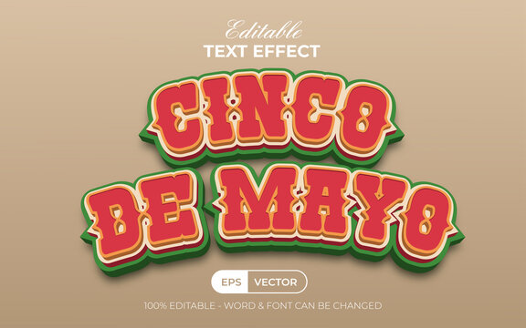 Cinco de mayo text effect style. Editable text effect.